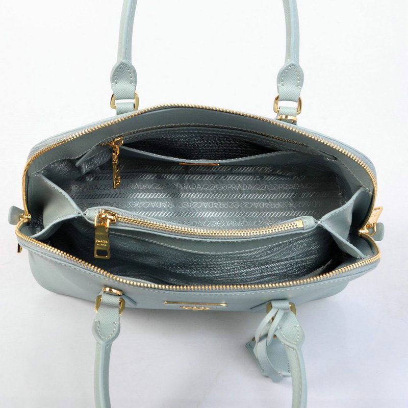 2014 Prada Saffiano Calf Leather Two Handle Bag BL0837 lake blue - Click Image to Close